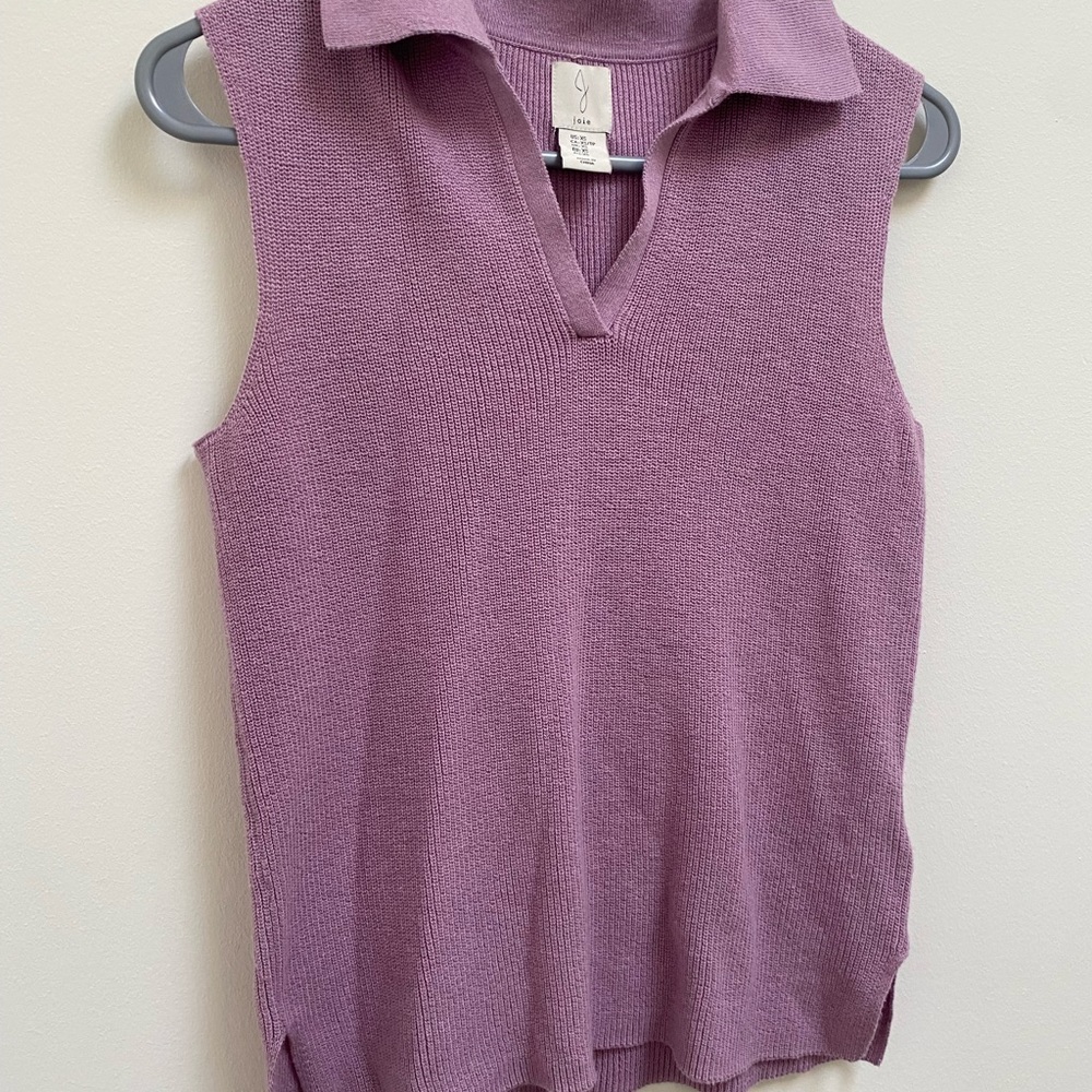 Joie Sleeveless Collared‎ Knit Tank - Dusty Lavender, XS